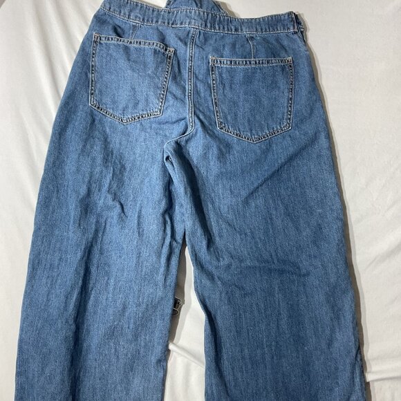 Hollister Overalls Womens Blue Denim Bib  Wide-Leg Adjustable Straps Size M - Picture 9 of 14